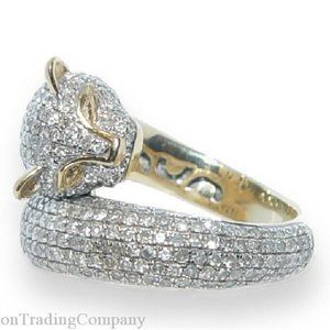 Designer 14k Gold 2 Carat Micro Pave' Diamond Panther Wrap Ring Cougar Cat Band